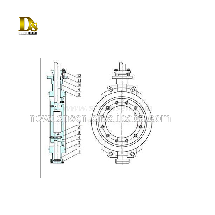 ダクタイル鋳鉄製ダブルエキセントリックバタフライバルブ部品